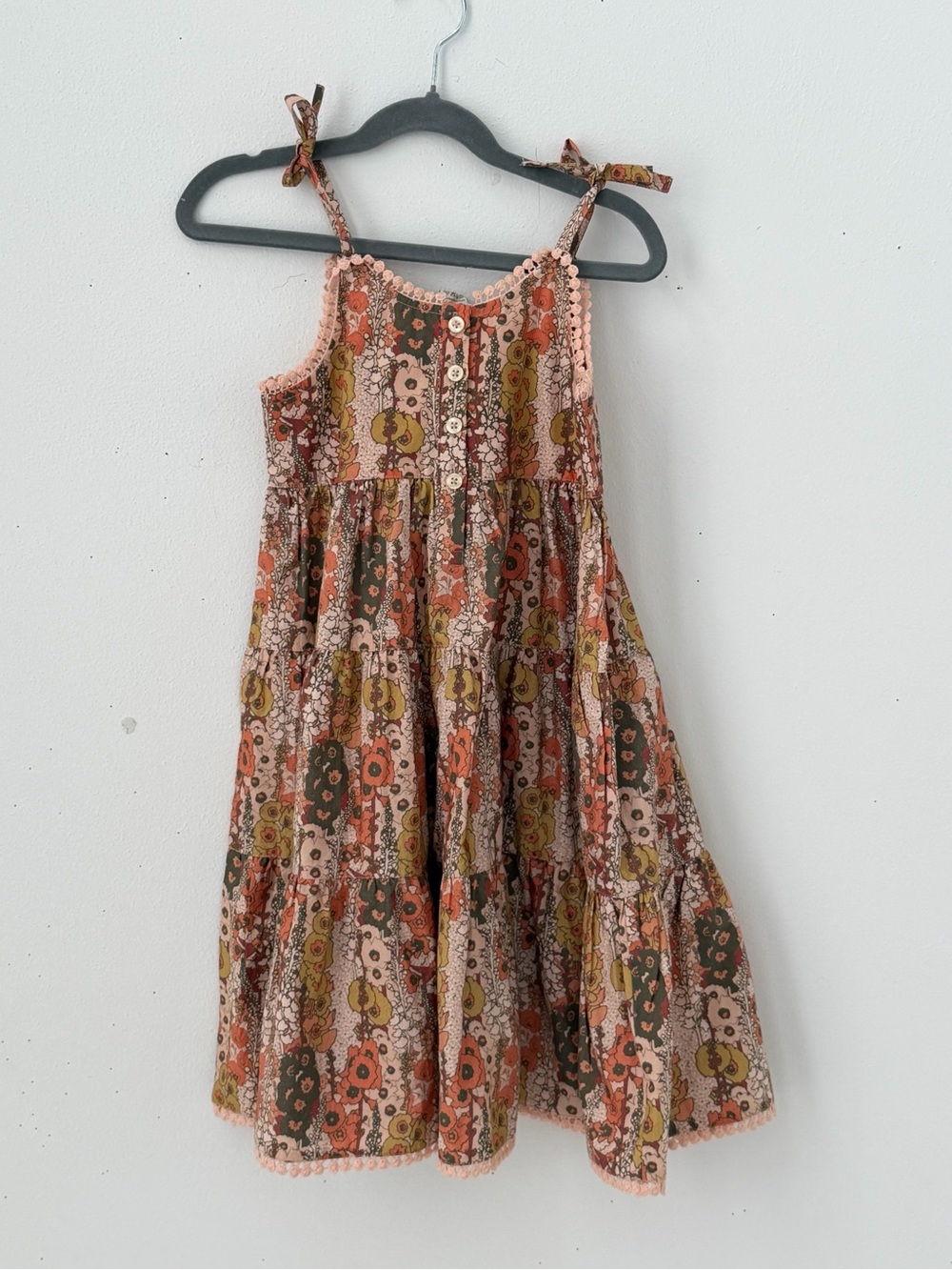 kate quinn Peach Multi Floral Tiered Sundress with Button Front